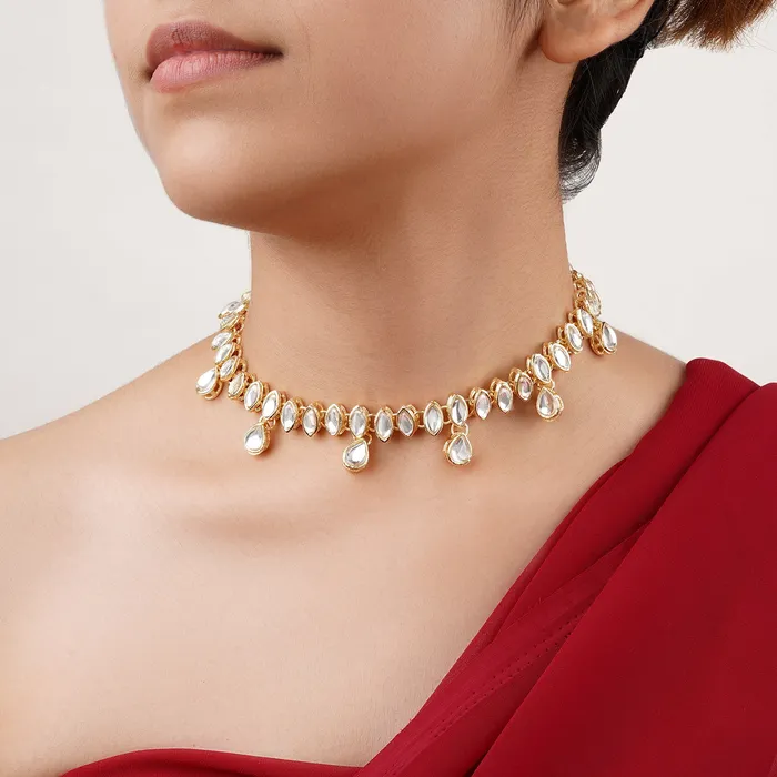 Necklaces Teejh Teejh Keerat Gold and Mirror Choker Necklace