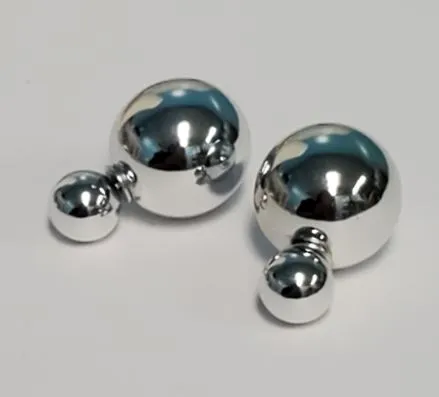 Earrings Susan E285 Silver Double Ball Earrings