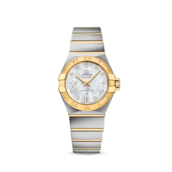Bracelets Omega Constellation 27mm Watch Ref 12720272055002 White Mother of Pearl Diamond Index Dial Two Tone Stainless Steel 18K Yellow Gold Bracelet Omega Bracelets Omega Constellation 27mm Watch Ref 12720272055002 White Mother of Pearl Diamond Index Dial Two Tone Stainless Steel 18K Yellow Gold Bracelet Omega