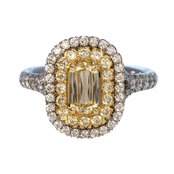 Christopher Designs Rings 117ctw LAmour Crisscut Yellow Diamond Halo Engagement Ring
