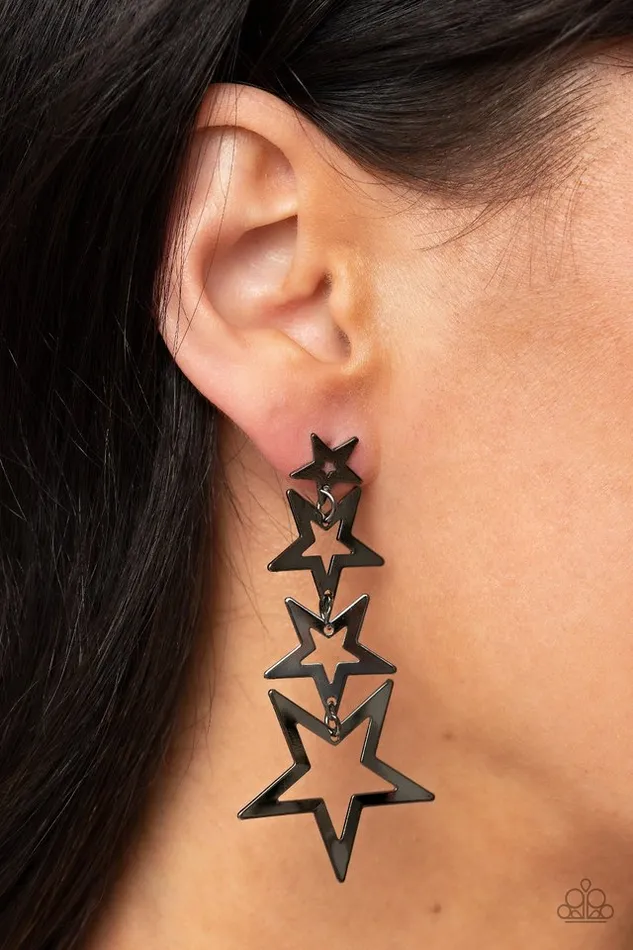 Earrings Paparazzi Earring Superstar Crescendo Black Paparazzi Jewelry