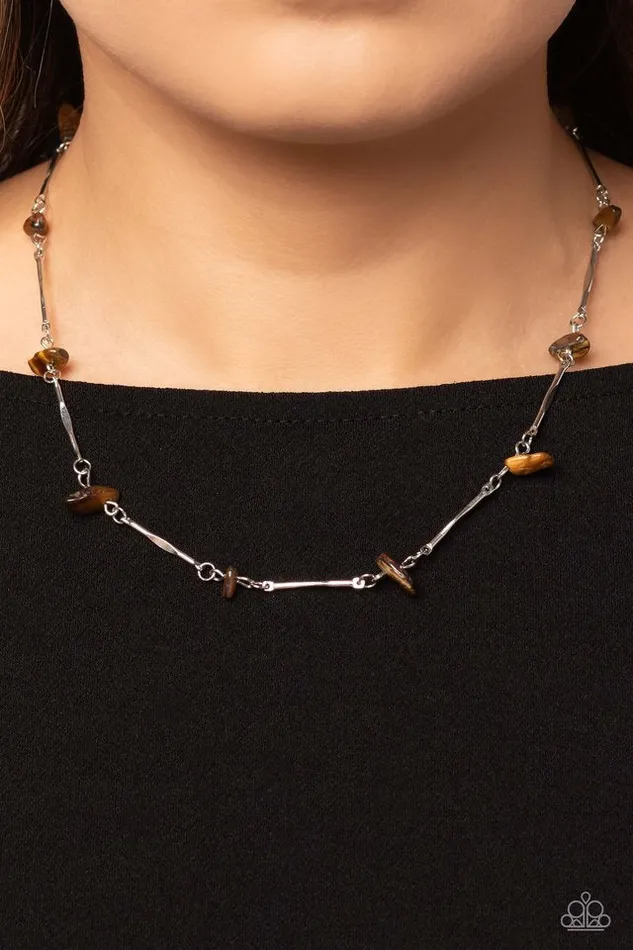 Necklaces Paparazzi Jewelry Paparazzi Necklace Chiseled Construction Brown