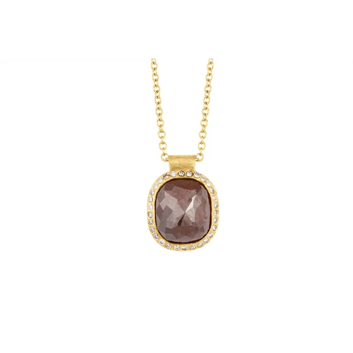 Todd Reed Necklaces Todd Reed Fancy Cut Red Amber Color Diamond Necklace