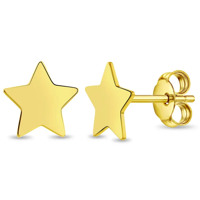 14k Gold Star Push Back Womens Earrings Womens Earrings Earrings