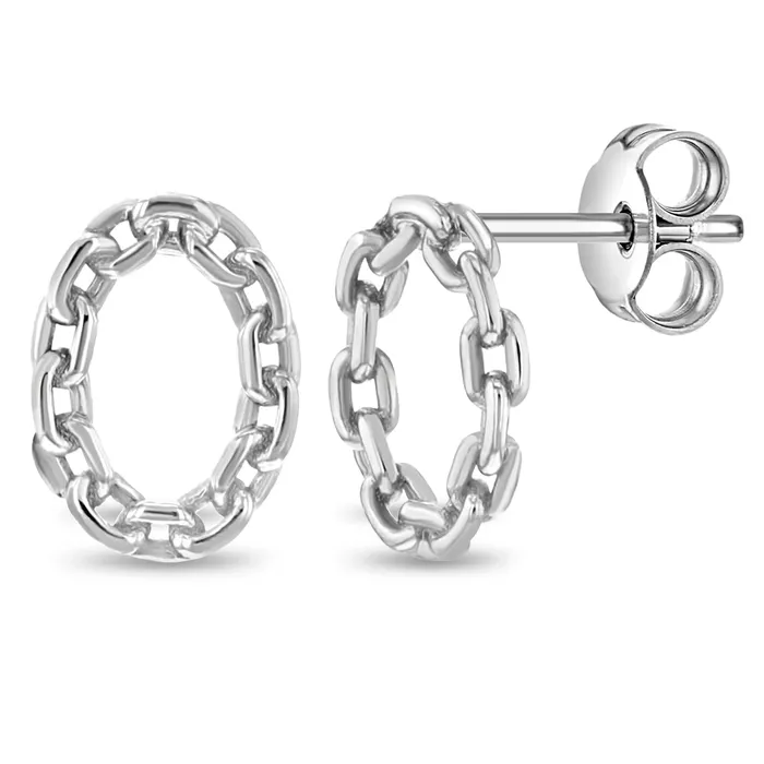 Chained Oval Womens Earrings Sterling Silver Womens Earrings Earrings