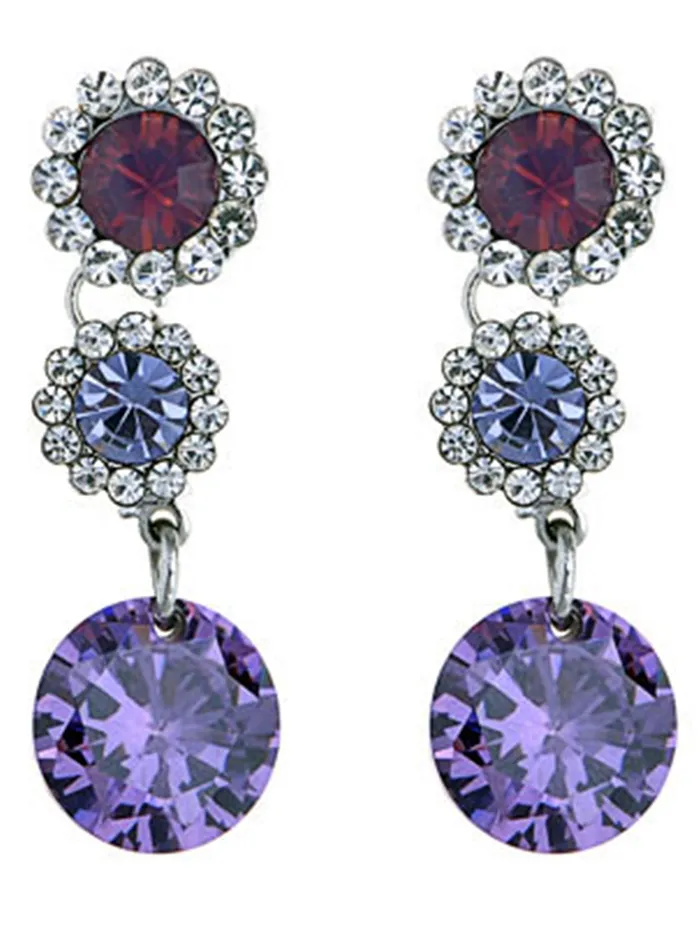 Earrings Alilang Swarovski Crystal Element Silver Purple Floral Flower Daisy Dangle Earrings Earrings Alilang Swarovski Crystal Element Silver Purple Floral Flower Daisy Dangle Earrings