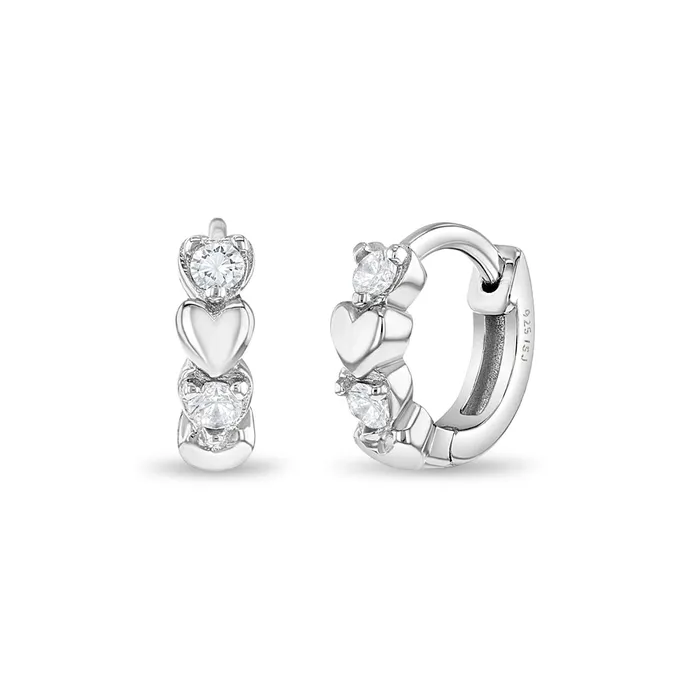 Earrings Baby Hoop Earrings Heart CZ Cascade 9mm Kids Childrens Girls Earrings HoopHuggie Safety Latch Sterling Silver Earrings Baby Hoop Earrings Heart CZ Cascade 9mm Kids Childrens Girls Earrings HoopHuggie Safety Latch Sterling Silver