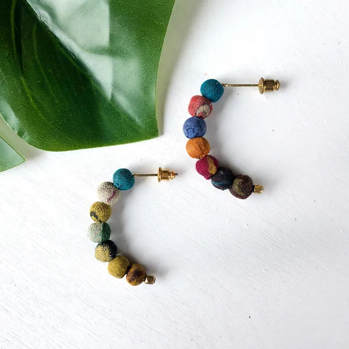 Earrings WorldFinds Kantha Petite Arc Earrings