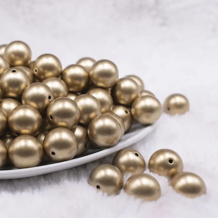The BumbleBead Company Earrings 16mm Gold Matte Pearl Acrylic Bubblegum Jewelry Beads The BumbleBead Company Earrings 16mm Gold Matte Pearl Acrylic Bubblegum Jewelry Beads