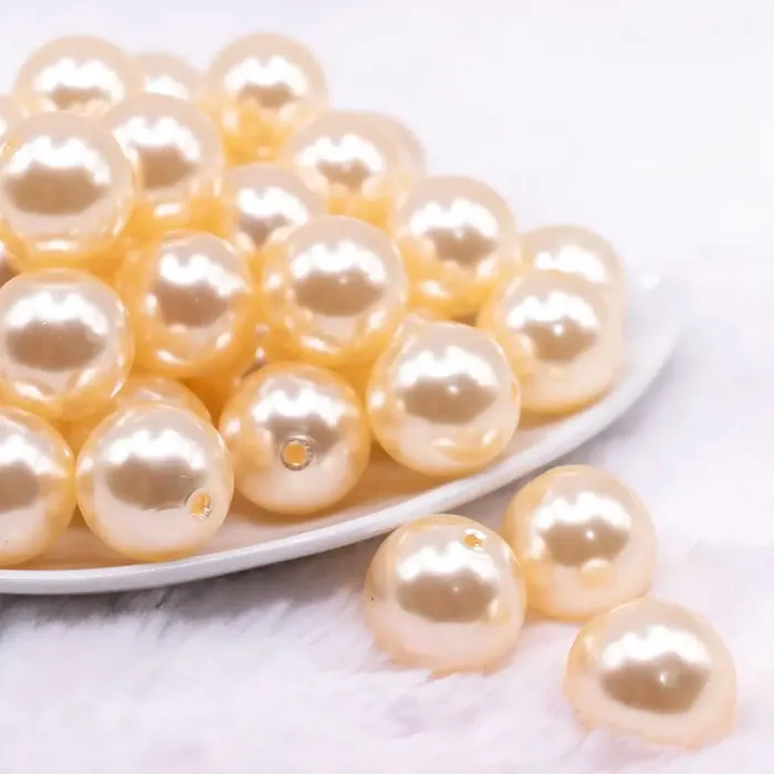 The BumbleBead Company Earrings 20mm Cream Faux Pearl Bubblegum Beads